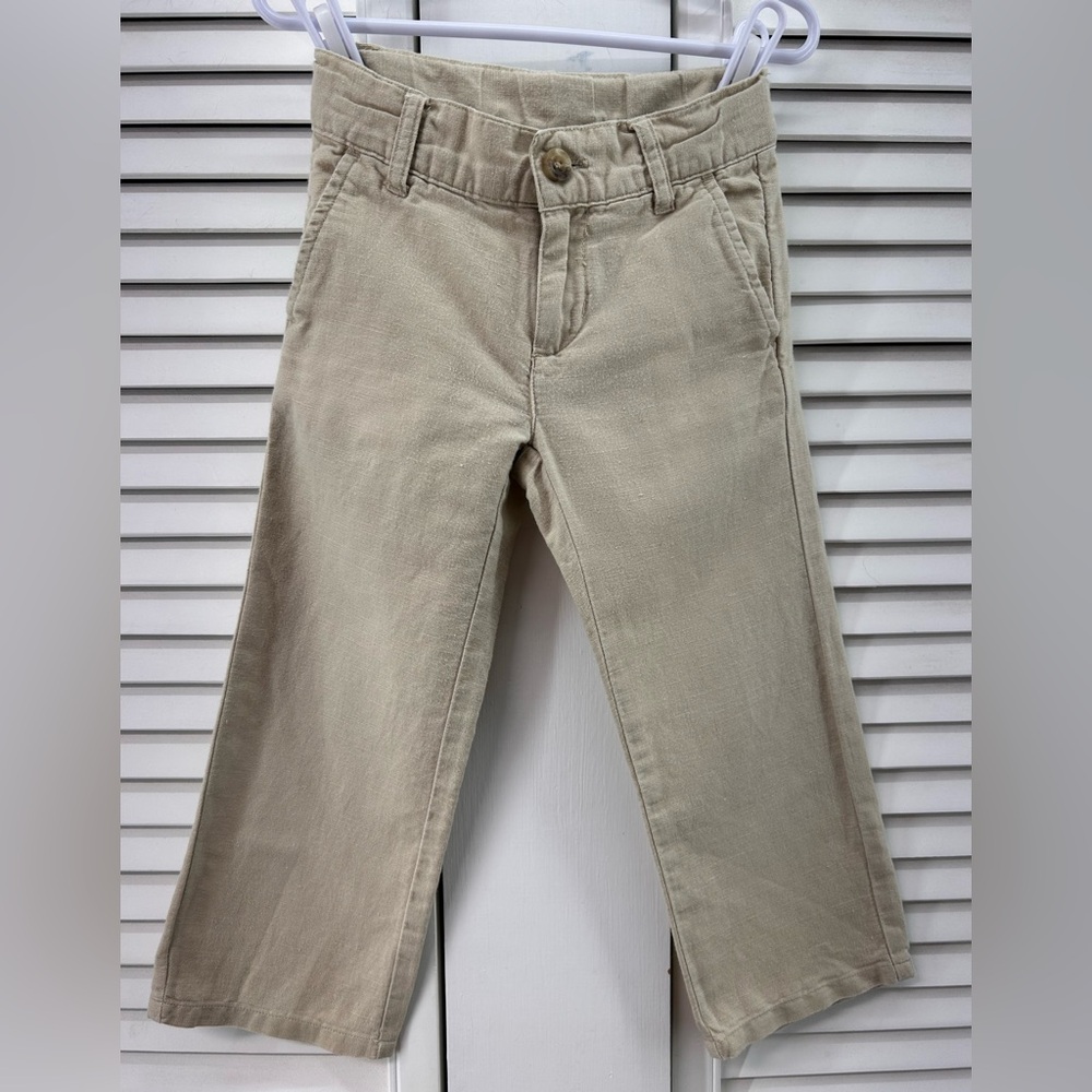 Janie and Jack Beige size 3 tan linen Casual Trousers pants